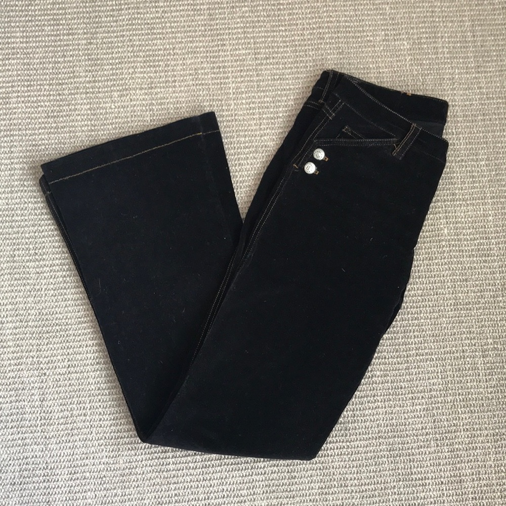 Bella Dahl Sz 28 Women's Black Velvet Flare Pants